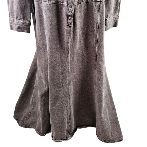 Jeanology Vintage Brown Denim Flared Maxi Dress In 16 - Picture 3 of 7